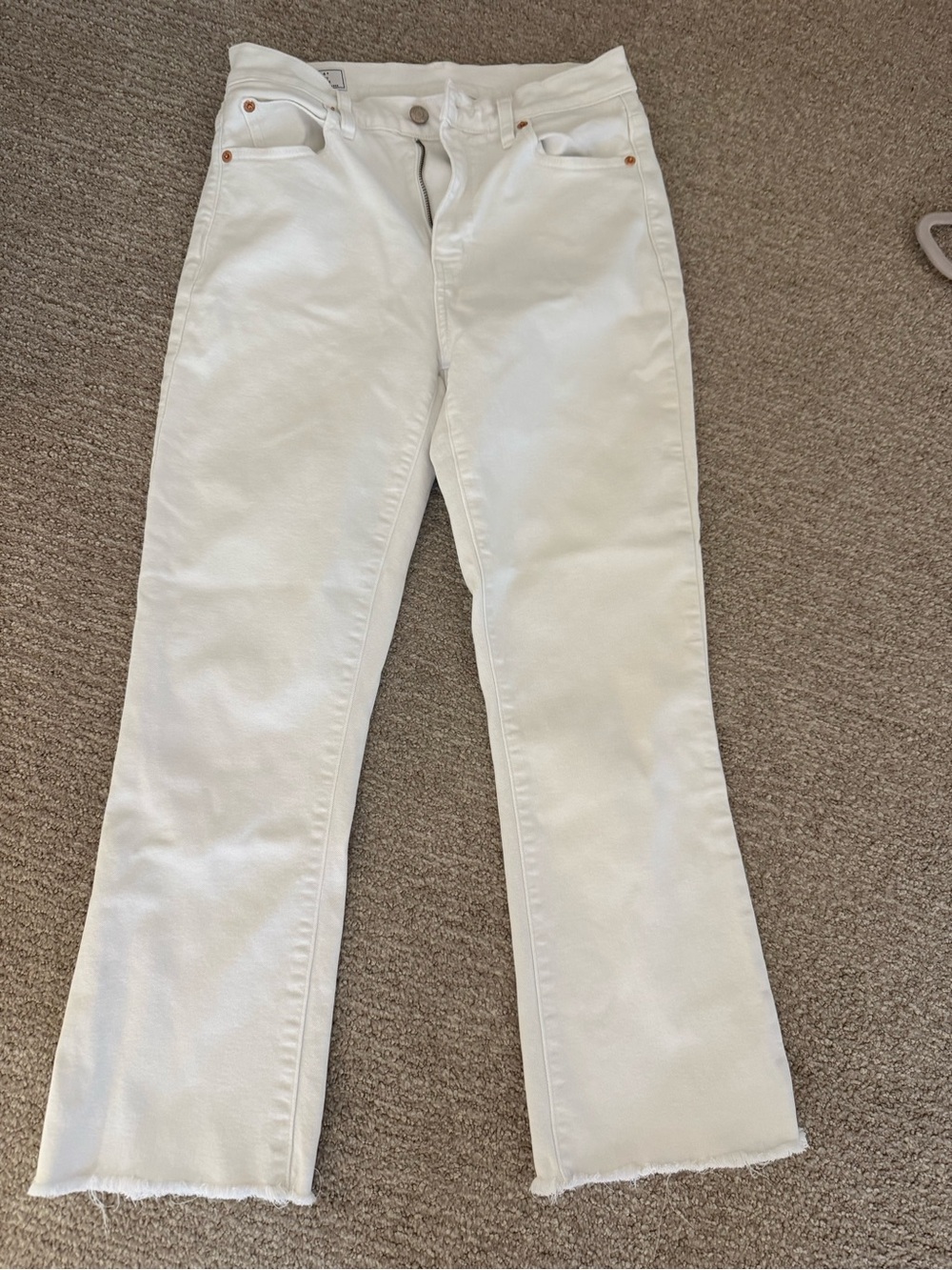 GAP White Flare Jeans with Raw Hem